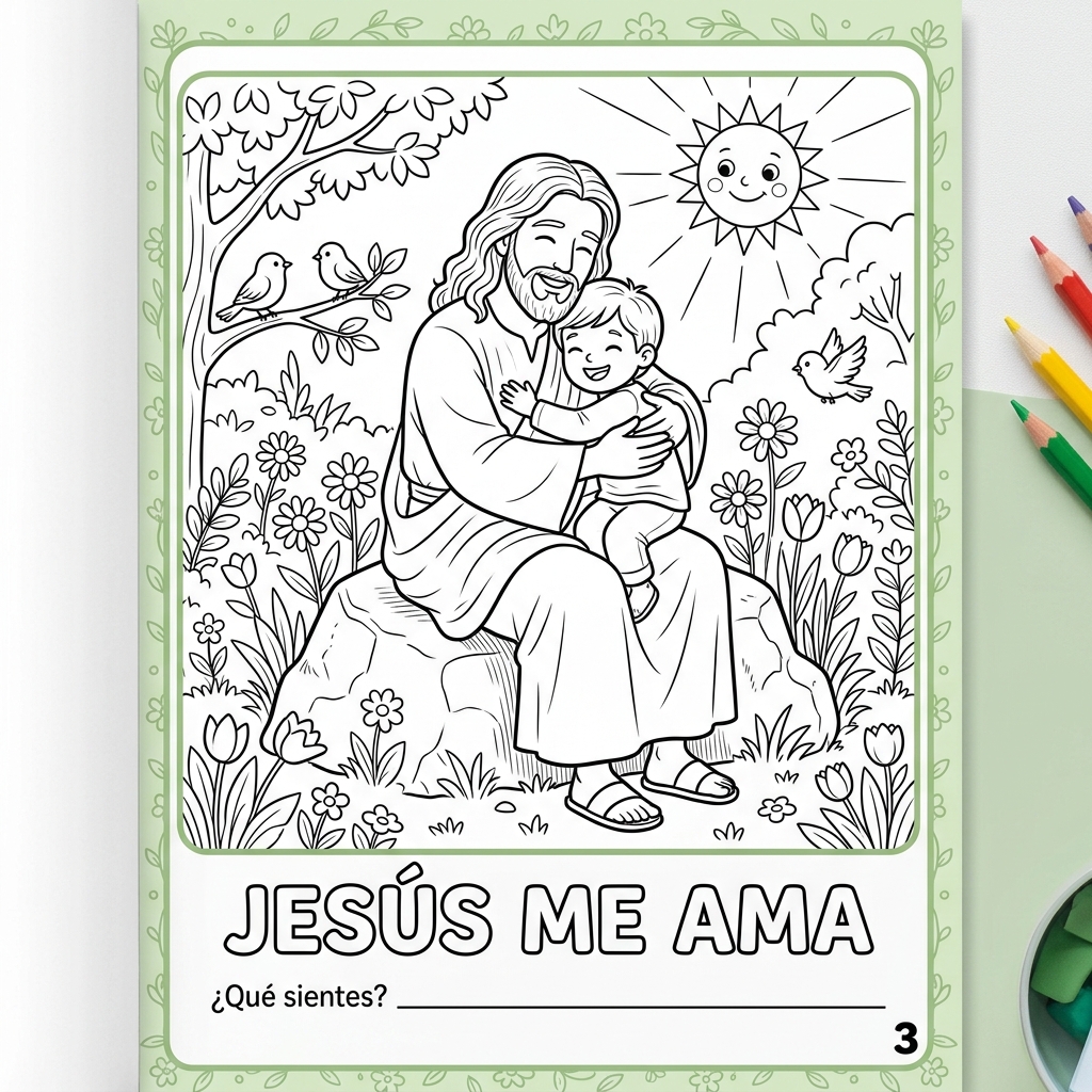 Muestra: Jesús me ama — página para colorear
