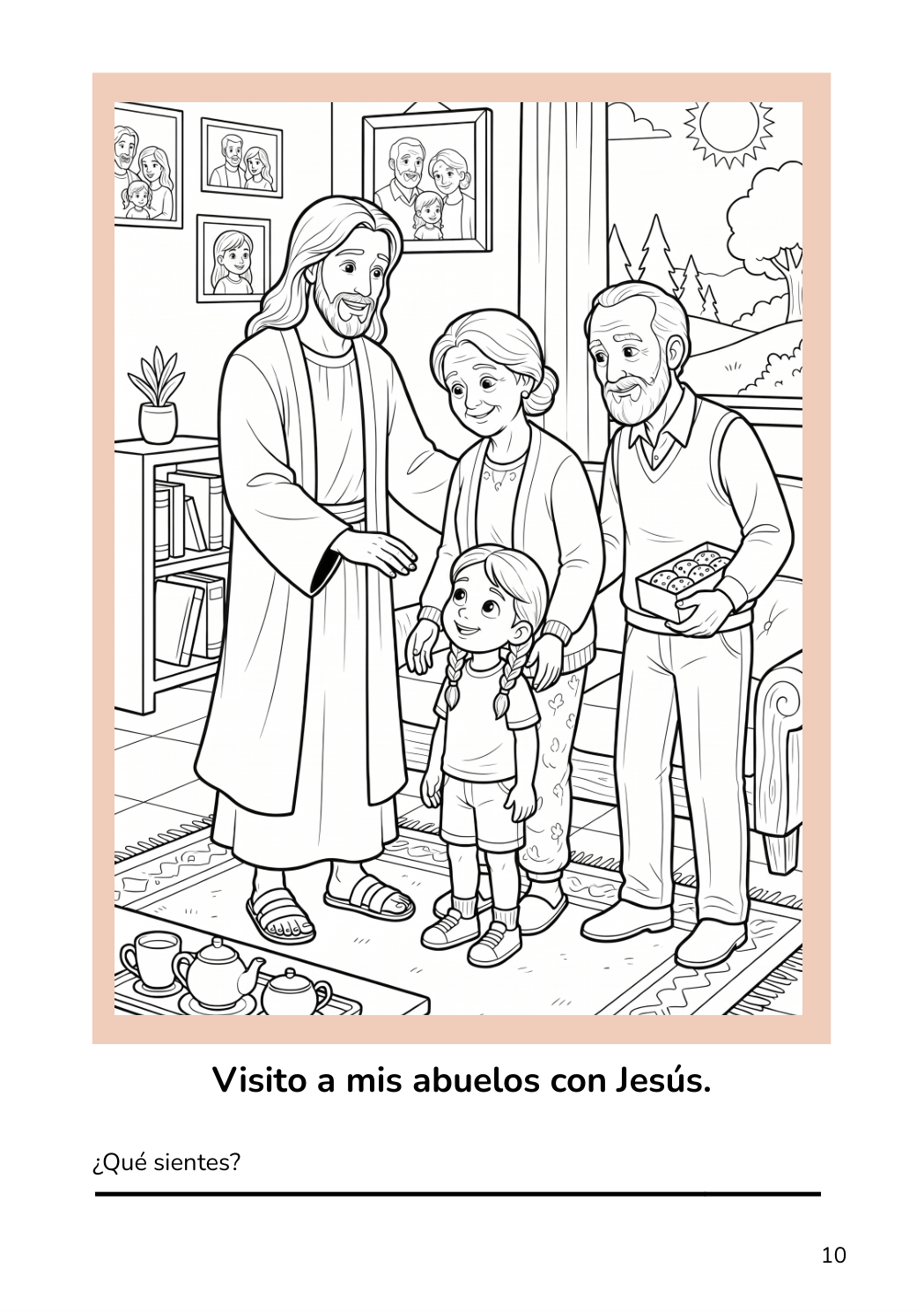 Página interior niña — Visito a mis abuelos con Jesús