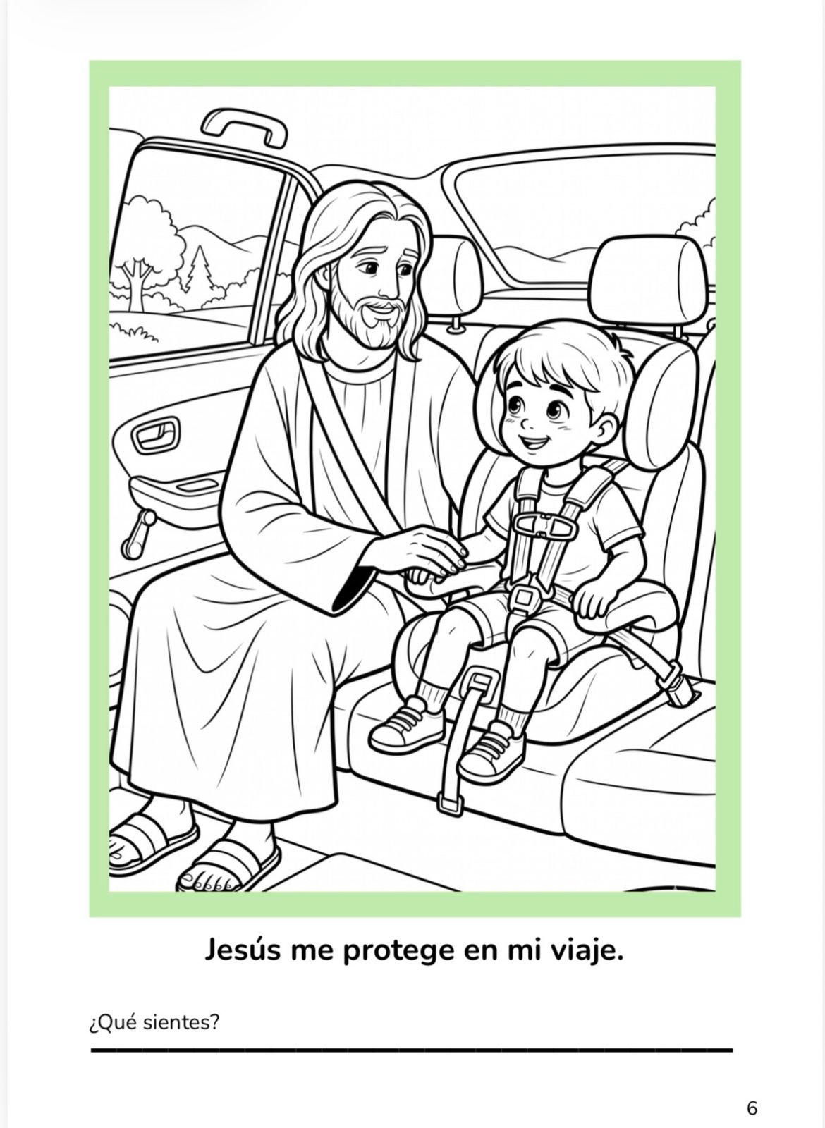 Página interior niño — Jesús me protege en mi viaje