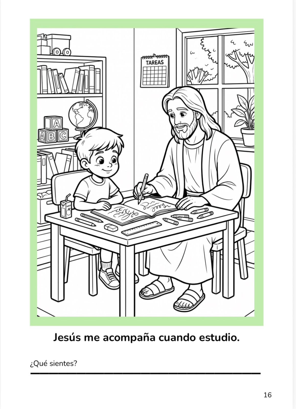 Página interior niño — Jesús me acompaña cuando estudio